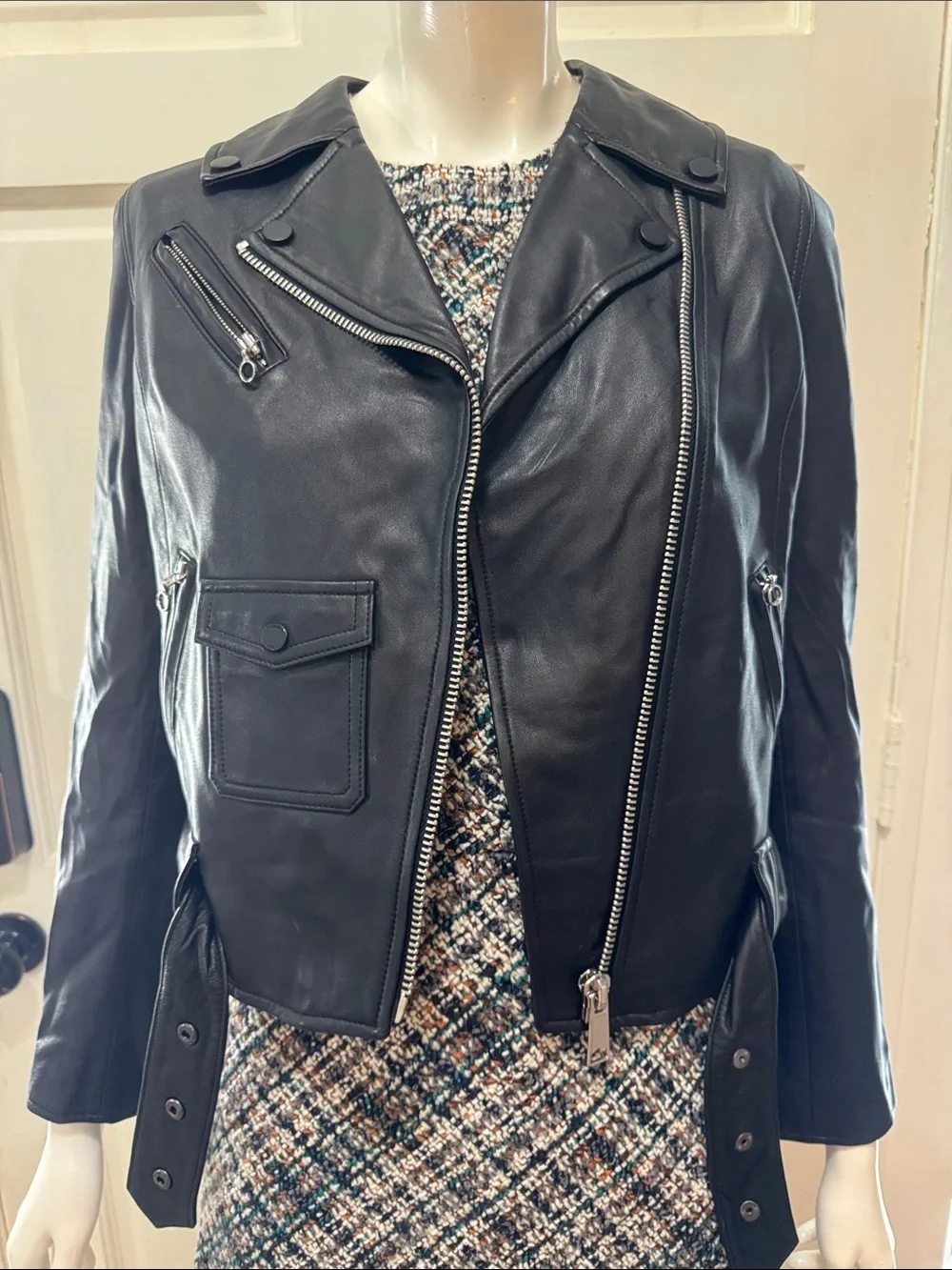 Tory Burch Classic Black Leather Moto Jacket - Women Size 4